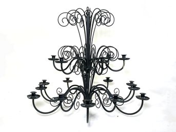 A Fabulous Large Wrought Iron Candle Chandelier