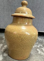 Glazed Ginger Jar, Green Crackle, From Mexico.   LR