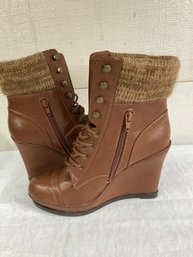 Shoe Boot With Wedge Heel Size 9 New