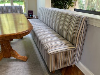 Custom Made 8 Ft. Striped Upholstered Bench With Storage