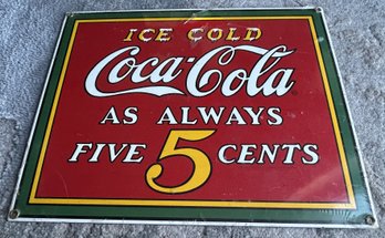 Vintage ANDY ROONEY Coca Cola Heavy Porcelain Advertising Sign