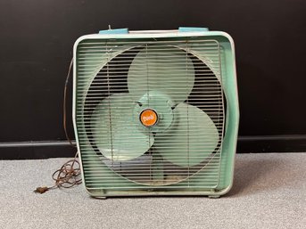 Vintage Diehl Box Fan In Turquoise & White