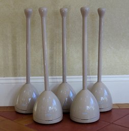 Lot Of 5 Beige Plungers In Storage Stands By OXO