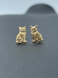 Delicate 14k Yellow Gold Cat/ Kitten Stud Earrings