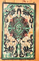 Multi Colored Jewelled Hand Cut Stained Glass Window Panel