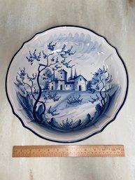 Blue And White Italian Hand Painted Pasta Bowl 12x3'