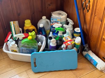 A Large Assortment Of Cleaning Supplies