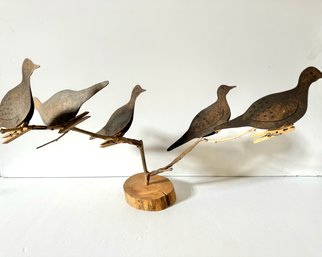 Hand Made Unusual Five Bird Decoy