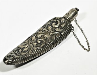 Victorian Sterling Silver Repousse Pocket Perfume Vial