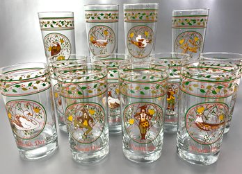 12 Days Of Christmas Holiday Glasses - Set Of 12