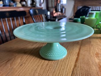 Jadeite Cake Plate With Hobnail Base