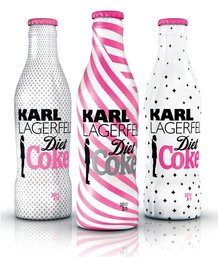 MEASURE?? Collectible Karl Lagerfeld Aluminum Diet Coke Bottles C. 2011