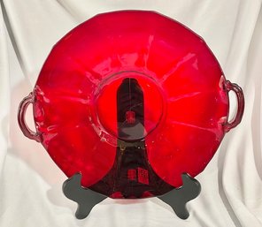 Ruby Red 10.5' Two Handled Serving Plate