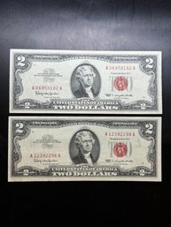 2 Red Seal $2 Bills 1963