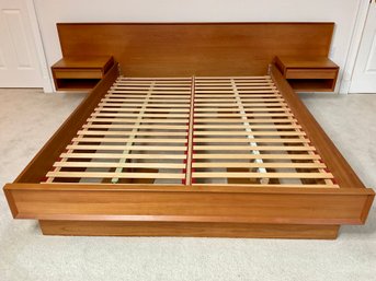 MCM DANISH TEAK Platform Bed With Floating Nightstands Queen