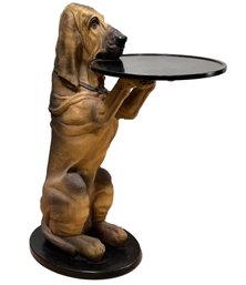 A Large Carved Dog Statue / Side Table