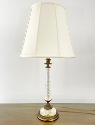 A Vintage Brass And Glass Accent Lamp