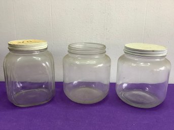 Glass Jar Lot Of 3