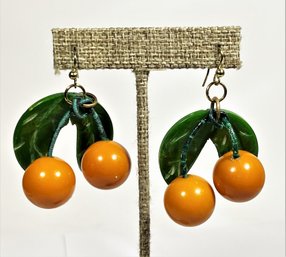 Vintage Bakelite Plastic Pierced Earrings Oranges