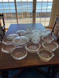 Large Assortment Of Clear Pyrex Dishes.