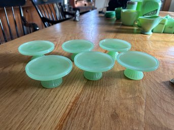 Set Of 6 Jadeite Cupcake Pedestals