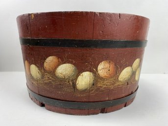 Vintage Egg Painted Bucket Signed P. Jackson