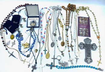 Huge Religious Lot - Inc 925 Sterling, ---, Pewter, & More - 31 Pieces