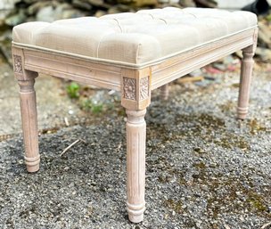 A Bleached Oak And Linen Bench By HomCom