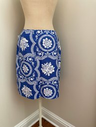 Sixth Alice Royal Blue & White Pencil Skirt, Size 8