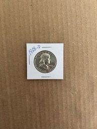 Beautiful 1958-D Benjamin Franklin Silver Half Dollar