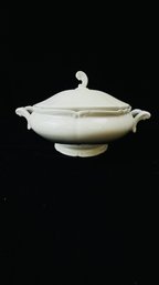 Antique Large Dutch White Ironstone Covered Vegetable Tureen