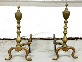 A Pair Of Vintage Brass Andirons