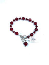New With Tag Austrian Red Bead 937 Silver Bracelet. $63.99 Orig