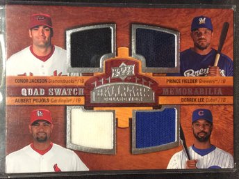 2008 Upper Deck Ballpark Collection Quad Swatch Card - Pujols - Jackson - Lee - Fielder - K