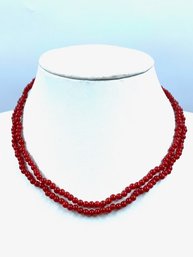 Hand Stung Pomegranate Bead Necklace - Carnelian/Glass/Agate?