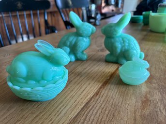 Four Jadeite Bunnies