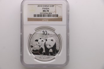 2010 Chinese Panda Silver 1 Ounce Coin NGC MS70