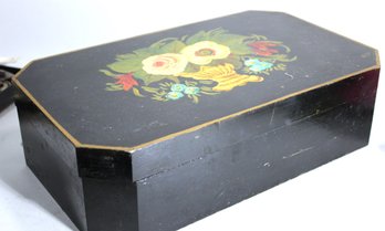 Vintage Wood Hinged Wooden Box Full Of Costume Jewelry