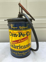 Vintage Gas Station Cen-Pe-Co Gear & Chassis Lubricants 50 Lb. Can With Pump. Central Petroleum Co. Cleveland.