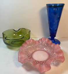 Colorful Glassware Including Hobnail