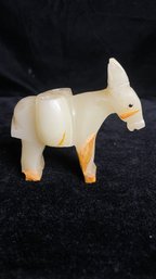 Miniature Pack Donkey Mule Burro White Alabaster Marble Carved Stone Paperweight