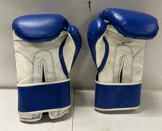 Pair Of Everlast Pro Style Boxing Training Gloves For Sparring - Bright Blue & White Adult Size 12. Rev J - E4