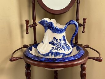An Antique/Vintage Wash Stand With Ironstone Bowl & Pitcher