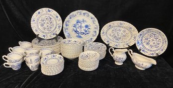 Seventy Eight Piece Blue Nordic English Ironstone Dinner Service  From J & G Meakin