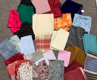 Large Lot Of Assorted Fabric - Cotton, Velvet, Upholstery, Spandex, Leather
