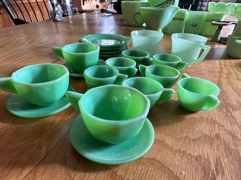 Jadeite Cups, Saucers And Plates