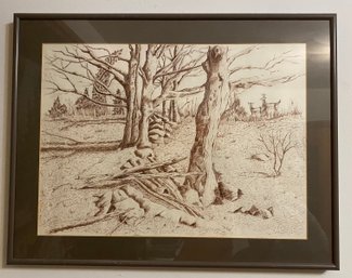 Framed Drawing Signed Trudy Wedler