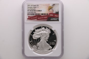 2021 Silver Eagle First Release Heraldic Eagle Ngc PF 70 Ultra Cameo