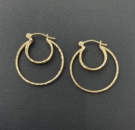 Amazing Double Multi Sized Hoop Earrings In 14k Yellow Gold