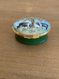 Halcyon Days Enamel Box England The British Saddleback Pig